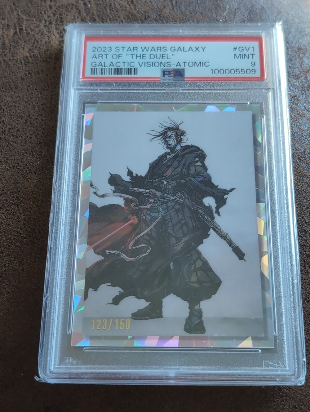🎉2023 TOPPS CHROME STAR WARS GALAXY #GV1 ART OF "THE DUEL"- GV ATOMIC /150